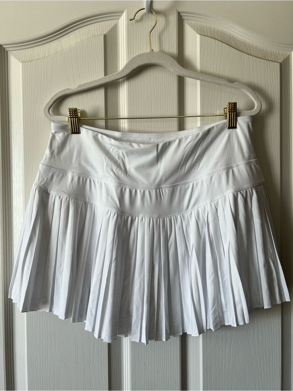 White Pleated Skater Skirt - Women's Athletic Circle Silhouette
